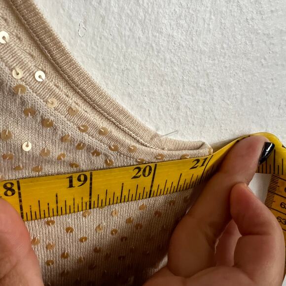 Beige Sequin Tank Top, Y2K, Glam, 2000s, Going Out Top, XL, Indie Sleaze - Picture 5 of 7